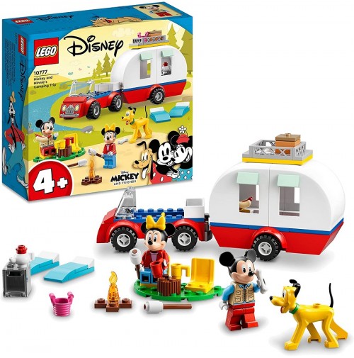 LEGO 10777 Disney Mickey and Friends Vacanza in Campeggio con Topolino e Minnie, con Pluto, Macchina e Camper Giocattolo, Giochi per Bambini dai 4 Anni
